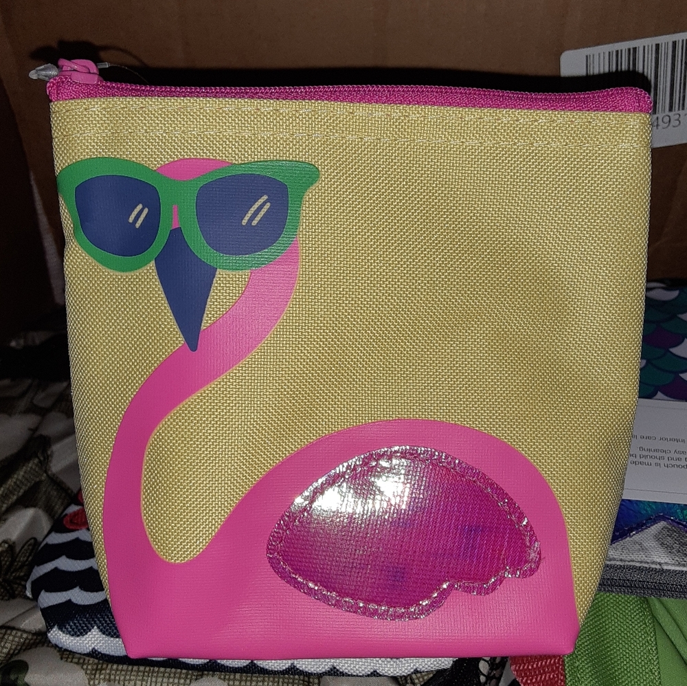 Pink flamingo mini cool zip pouch